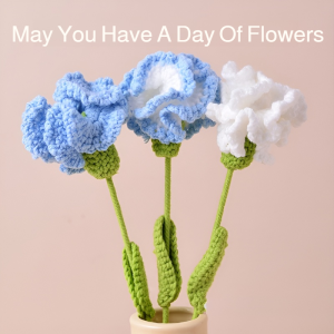 Mothers Day Handmade Crochet Finished Bouquet Fake Flowers Carnation Simulation Bouquet