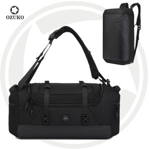 Ozuko 9747 NEW ARRIVAL | OZUKO x BANGE Large Capacity Travel Gym Duffel Backpack (35x35x62cm ~75 Liters) 1.19kg Fits 15.6 Inch Laptop and 11 Inch Tablet Oxford Cloth Fabric Anti-Theft Design Quality Zipper Waterproof Sports Backpack for Men