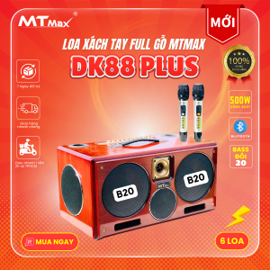 [SIÊU PHẨM CẬP BẾN - ƯU ĐÃI GIÁ SỐC] Loa Karaoke Xách Tay Bluetooth Full Gỗ - MTMAX DK88Plus - Loa 3 Đường Tiếng Công Suất Lớn 500W Bass Đôi 20 Âm Thanh Mạnh Mẽ Đi Kèm 2 Micro Cao Cấp Bảo Hành Chính Hãng 12 Tháng