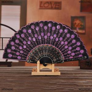 [COD] WEICHENG Folding Hand Fan Plastic Powder Craft Fan White Wedding Party Chinese Style Dance Cloth Folding Fan Handheld