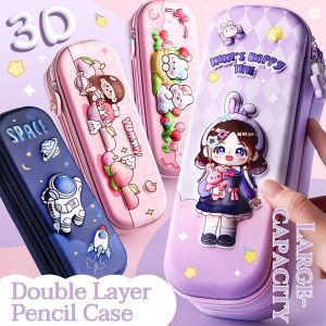 Pencil Case for Kids 3D EVA Cartoon Storage Pouch Pen Holder 2Layers Waterproof Pencil Organizer Storage Box