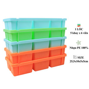 Combo 2 lốc 10 khay làm đá vuông nhựa dẻo 6 viên lớn và 14 viên nhỏ an toàn tiện lợi | Như Ý Company