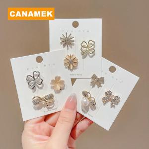 【CANAMEK】 Fashion Brooch Flower Bow Brooches For Women Metal Anti-glare Lapel Pin Fixed Clothes Pins Sweater Coat Clothing Accessories