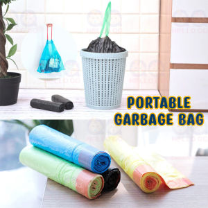 Portable thickened garbage bag drawstring closing kitchen garbage plastic bag disposable plastik sampah 1 roll 垃圾袋 [F06]