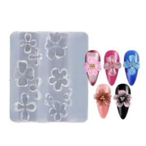 LYM 1 3Pcs Lily Flowers Nail Carving Mold 3D Silicone Hawaii Hibiscus Flowers Petals Modeling Templates Clear Nail Tools