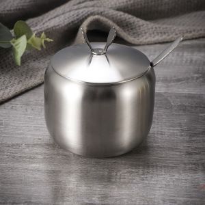 240ML Stainless Steel Seasoning Jar with Lid Spoon Kitchen Condiment Container Rustless Spice Jar