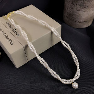 YIN WEI Double pearl necklace womens 2024 new neck chain light luxury clavicle chain accessories