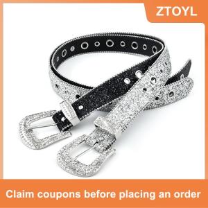 【ZTOYL】 เข็มขัดกว้างประดับพลอยเทียมแวววาวสำหรับผู้หญิงชุดเดรสเข็มขัดพลอยเทียมสำหรับผู้ใหญ่เข็มขัดเพชรคริสตัล