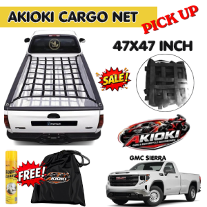AKIOKI Pickup Cargo Net for GMC Sierra pick up Heavy Duty 47x47 Inch Adjustable Truck Bed Cargo Holder Net With Bag