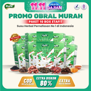 [PAKET 10 BOX ETAFIT] - Obat Herbal Asma Batuk dan Sesak Nafas - Susu Kambing Etawa Bubuk Asli 100% Original