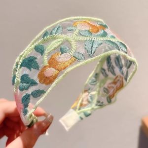 Non-slip Embroidered Floral Headband Lightweight Wide-sided Pastoral Hair Hoop Exquisite Multi-colored Wide Brim Hairband Spring