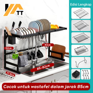 YATT Rak Cuci Piring Wastafel Rak Piring Dapur Rak Dapur Stainless Kokoh Kuat Tahan Lama