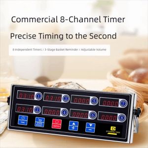 ZOOGGJZ ตัวเรือนสแตนเลส นาฬิกาจับเวลาในครัวเชิงพาณิชย์ 4/6/8 ช่อง ปลุกดัง นาฬิกาจับเวลาถอยหลัง คำเตือน โครงสร้างที่ทนทาน นาฬิกาจับเวลาดิจิตอล ครัวเชิงพาณิชย์