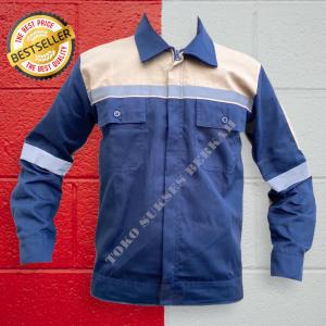 Kemeja safety tangan panjang kemeja kombinasi kerja lapangan seragam karyawan pabrik Werpack
