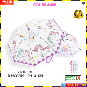 PAYUNG ANAK PEREMPUAN KOREA UMBRELLA KARAKTER LUCU KIDS LAKI LAKI MOTIF UNICORN UNIK IMPORT A4