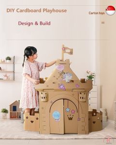 3D Toys Big Cardboard Playhouse - Playhouse Cardboard Houses for Kids - Kids DIY