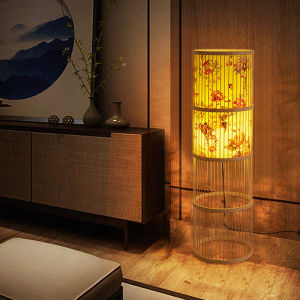 M37- Đèn sàn tre phong cách Nhật Bản đèn tre trúc nghệ thuật phòng khách phòng trà sân vườn Zen đầu giường homestay