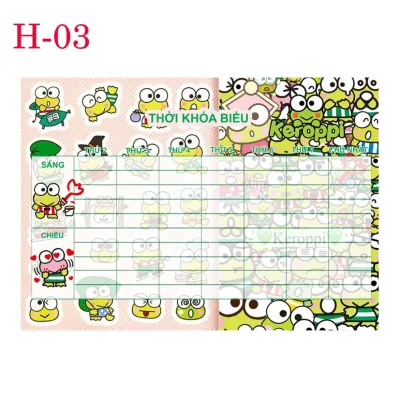 Thời Khóa Biểu Keropi - Ếch xanh dễ thương so cute ( 8 mẫu khác nhau-ko có keo dán)