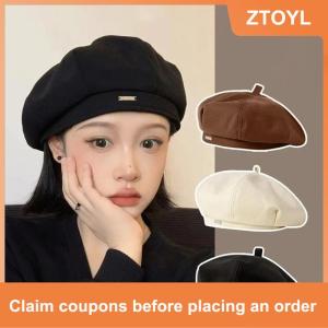 【ZTOYL】 Mũ nồi Nữ Màu Trơn Mũ Lưỡi Trai Họa Sĩ họa sĩ retro thời trang Hàn Quốc Mũ Lưỡi Trai Mũ Lưỡi Trai Mũ Lưỡi Trai