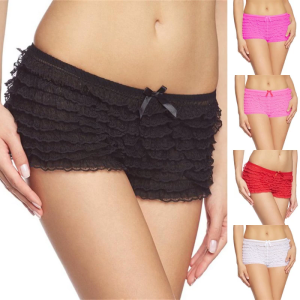 Women Mesh Ruffle Lace Cheeky Boyshort Panties Dance Bloomers Booty Shorts Burlesque Retro Style Frilly Pettipants Gifts