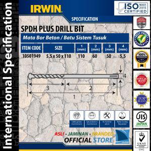 Mata Bor 5 ~ 8 mm Untuk Beton Keras Batu Alam dan Granit - Speed Hammer Plus Drill Bits IRWIN