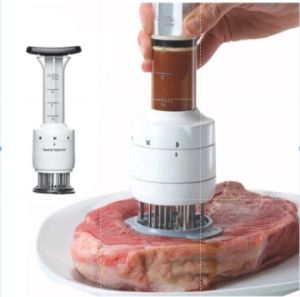 2-in-1 Professional Meat Tenderizer Marinade Injector BBQ Meat Steak Beef Sauce Tenderizer with Stainless Steel Needle