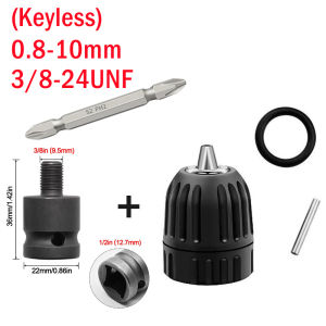 1.5-13mm/0.8-10mm/1.5-10mm Drill Chuck Adapter 1/2-20UNF(3/8"-24UNF) Capacity Drill Chuck 1/2" Socket Square Adapter for Impact Driver/Electric Drill