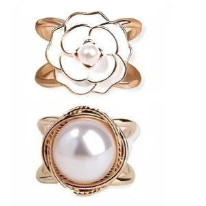4Pcs Pearl Camellia Flower Silk Scarf Buckle  Corner Button Scarf Fastener Shawl Silk Tie Clip