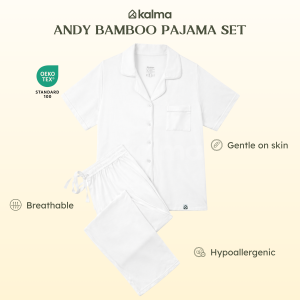 Short Sleeve Button Up Shirt with Long Pants (VARIOUS COLORS) | Kalma Bamboo Sleepwear Pajama Set for Women | Andy Collection