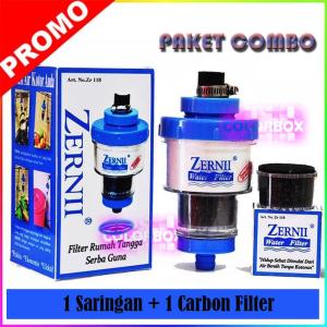 (PAKET COMBO 1 Saringan + 1 Carbon Filter ) ZERNII Saringan Air / Filter Air ZERNII / ZERNI Karbon Filter Air / Penyaring Air Zerni / Sambungan Kran Penyaring Filter Keran Air Zerni / Filter Saringan Air Zernii / Karbon Aktif Kran Air