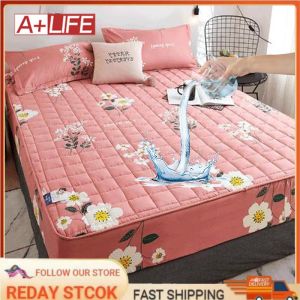 Waterproof Cotton Fitted Sheet Flower Colored Fitted sheet Bed Cover Mattress Cover Single/Queen/King Size Non Slip Sheet