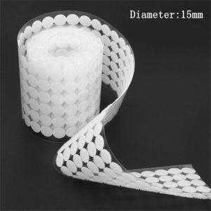 500 Pairs Self Adhesive Fastener Tape Hook Loop Tape Round Sticker White Black Round Strong Glue 10/15/20/25mm Diamter