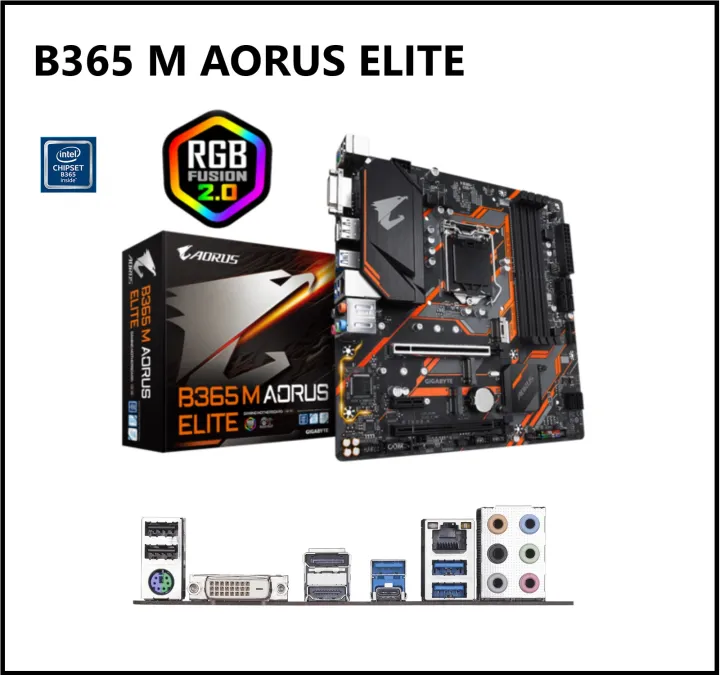 INTEL B365 AORUS ELITE DDR4 GEN8-9 MOTHERBOARD WITH RGB FUSION