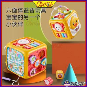 OLAKIDS Play Learn Activity Cube 6 in 1 Musical Instrument Songs Early Learning Building Drum Baby Newborn Activity