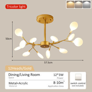 【LOCAL/COD】Nordic Living Room Light LED Firefly Chandilier Ceiling Light Tri Color Ceiling Lamp Modern Pandent Light for bedroom