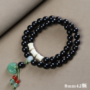 已开光 招财 Zhaocai New Chinese Green Sandalwood Bracelet Dongling Jade Gold Silk Bamboo Multi-circle Play Hand-held Female Purple Sandalwood Play Buddha Bead Bracelet Gift  新中式绿檀木手串东陵玉金丝竹多圈文玩手持女紫光檀盘玩佛珠手链礼物