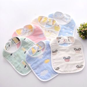 4-Layer Pure Cotton Gauze Square Scarf Newborn Baby Crepe Childrens Handkerchief Quick Absorbent
