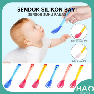SENDOK MAKAN BAYI SENSOR SUHU PANAS / SENDOK GARPU BAYI SILIKON / SENDOK MAKAN BAYI SILIKON / BABY SPOON SILICONE BPA FREE