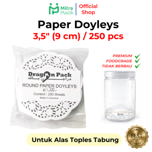 (isi 250 pcs) Paper Doyleys 3.5" Inch Kertas Doilies 9 cm Alas Toples Renda Round White Dragon Pack 35 in