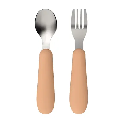 Cubble Silicone Stainless Steel Fork and Spoon Set Khaki