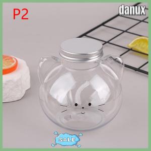 danux Kawaii Cat Water Bottles For Milk Tea Coffee Juice Portable Drinking Cup Home Transparent Juicing Beverage Drink Bottle BPA Free