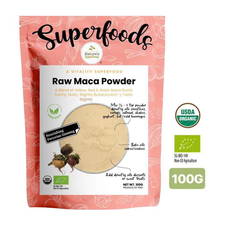Nature's Superfoods Organic Raw Maca Root Powder (Peruvian Ginseng) - Balance Hormones Energizing