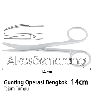Gunting Operasi Bengkok Tajam Tumpul Ukuran 14cm