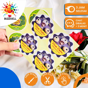 2-4 Sticker Toples Kue Kering Stiker Chromo Free Desain Custom Cookies Hampers Lebaran Idul Fitri