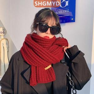 [COD] SHGMYD SPORTS ผ้าพันคอขนสัตว์สไตล์เกาหลีสำหรับผู้หญิง ใหม่ผ้าพันคอขนสัตว์สำหรับผู้หญิงและผู้ชายผ้าพันคอถักสีพื้นให้ความอบอุ่น