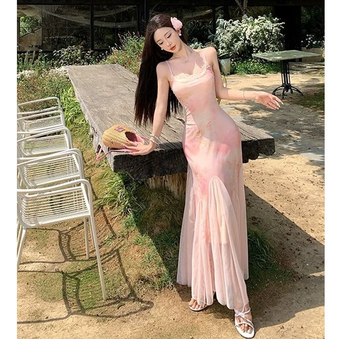 summer dresses pink party dress bodycon korean beach elegant dress for  women midi backless dresses Casual Ruffle Sleeve Dress New Polyester Dress  - Lazada | Lazada PH