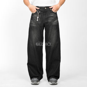 Gizmo - Baggy Jeans Pecah Pola-Astral Flow Black Abyss - Streetwear Baggy Style Lebar Gombrong Skena