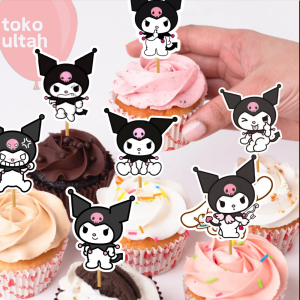 Topper Kuromi Custom Nama untuk Hiasan Kue Ulang Tahun / Ultah Anak Karakter (Toper Cake Sanrio)