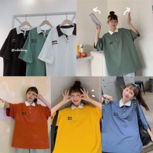 Áo POLO Trơn Cổ Cách Điệu From Rộng Cotton 6 Màu