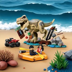 Tương thích với Lego 76975 Jurassic World Tyrannosaurus rex sông khủng long thoát hiểm trẻ em lắp ráp khối